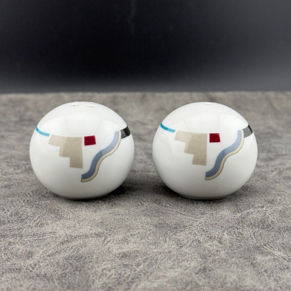 Vintage Studio Nova Japan Attitudes Salt & Pepper Shaker Set Sphere Art Deco 90s